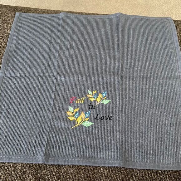 Custom Embroidered Gray Cotton Barmop Towel “Fall in Love”- flaws - Picture 5 of 8